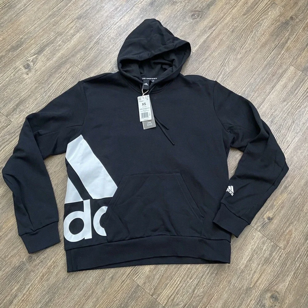 Mens Adidas Black Big Badge of Sport Boxy‎ Pullover Hoodie FR6607 XSMALL XS